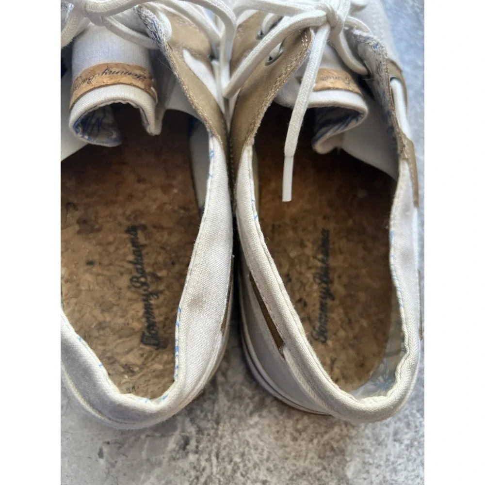 Tommy Bahama Men's Canvas Boat Shoes Beige Tan Casual Sneakers Size 11.5D